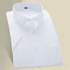 Men's Casual Shirts Quality Summer Short Sleeve White Pink Tops Office Work Business Formal Mens Dress Tails Shirts Casual Brand Men Slim Fit Shirt W0328