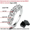 Alyans Smyoue 18k Kaplama 36CT Kadınlar için All Moissanite 5 Taş Köpüklü Elmas Band S925 STERLING Gümüş Takı Gra 230330