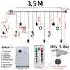 Strings 220V Remote Control Christmas Polaris Moon And Star Fairy Curtain Light Garland For Wedding Party Holiday Year DecorLED LED