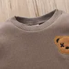 Clothing Sets 0602 Lioraitiin 04Years Little Toddler Boy Round Neck Long Sleeve Embroidered Bear Patch Tops Elastic Waist Pant 230331