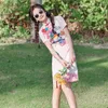 Vêtements ethniques Style chinois amélioration Qipao robe femmes mode impression élégant Cheongsam Vintage Sexy fendu courte fête