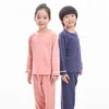 Pajamas 3-18 year old girls and boys autumn winter pajamas Environmental friendly double-sided velvet khaki blue soft children's warm pajamas set 230331
