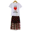 Nuovi vestiti estivi per ragazze Principessa Bambini Set da ballo T-shirt con motivo a cuore per bambini con gonne 2 pezzi Vestito Età 7 9 14 Anni