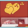 Stickers muraux acrylique miroir 3D créatif en forme de coeur bricolage chambre décalcomanie décorative miroirs livraison directe maison jardin Dhewi