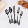 Dinnerware Sets 30-piece gilded luxury tableware set stainless steel retro Western style tableware silver knife spoon fork set kitchen utensils 230331