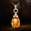 Hänghalsband 13 18 Gold Zircon Plated 18K Rose Necklace Imitation Yellow Crystal Color Treasure Kvinna