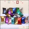 Kuddefodral Sequins Pillow Case Reversible Cushion Cover Decorative Throw Sofa Seat Car Fashion Styles 40x40cm Drop Delivery Home GA DHMDI