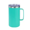 Tasse à café de 24 oz avec poignée en acier inoxydable enduit de poudre tasse de gobelet de voyage tasse de camping isolée sous vide avec couvercle en gros