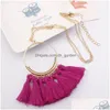 Pendant Necklaces New Arrival Tassel Dangle Necklace Fringed Sweater Gold Chain Mti Color For Women Valentines Day Giftz Dro Dhgarden Dhjda