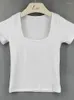 Camas femininas Heliar Mulheres quadradas pescoço esbelto camisetas curtas de mangas curtas