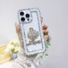 3D Swan Bling Rhinestone Cases for iPhone 14 Pro Max 13 12 11 X XR XS 8 7 Plus Fashion Sloy Sweat Tpu Flower Love Lady Lady Girls Women Women Back Cover Skin Strap