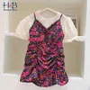 Humor Bear Girls Clothes Set New Fashion Short Sleeve Topwith Sling Floral Dress 2st Toddler Kids Clothes