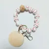 Sublimeringsfest levererar ny baseballfärg pärlor träpärla armband nyckelkedja tom skiva nyckel ring multicolor valfritt i0331