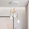 Pendelleuchten Designer Holzleuchten mit Metall Lampenschirm für Esszimmer LED Lampe im nordischen Stil weiß hängend