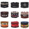 Perlen Vintage gewebte Kombination Anzug Rindsleder Armband für Männer und Frauen Kanal Schmuck Männer Frau Männer Liebe Armreifen Armreif Rote Perle Armband Bettelarmbänder