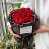 Decorative Flowers Hand Knitted Crochet Flower Single Creative Rose Finished Woven Bouquet Wedding Party Decoration Gifts For Lovers