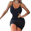 Casual Dresses Women Bodycon Sexy Punk Club Slim Slip Dress Knitted Ladies Party High Waist Backless Streetwear Robe Mini