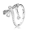 Clusterringen Authentiek 925 Sterling Silver Dragonfly Finger Women Birthday Stone Ring Sparkling Original Pando Wedding Sieraden Gifts