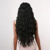 Black Long Deep Wave Lace Front Wigs for Black Women Loose Water Wave Curly Lace Frontal Synthetic Wig Brazilian African Partyfa