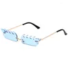 Солнцезащитные очки Mosengkw Retro Luxury Fashion Fame Женщины Rimless Frimless Farty Eyewear UV400