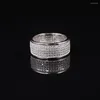 Ringos de cluster Luxo parágrafo moda 925 Sterling Silver Gemstone Ring Shining 286pcs dedo de diamante simulado completo para mulher presente