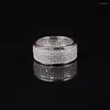 Anillos de racimo Párrafo lujoso Moda Anillo de piedras preciosas de plata esterlina 925 Brillante 286 piezas Dedo de diamante simulado completo para regalo de mujer