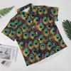 Men's Casual Shirts Colorful Peacock Feathers Blue And Green Beach Shirt Hawaiian Trendy Blouses Mens Printed Plus Size 3XL 4XL