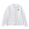 Dames blouses bebobsons dames witte blouse originele niche design dames shirt tops lange mouw katoen bloemen borduurwerk de kant los