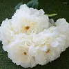 装飾的な花1ブーケビッグ5ヘッドホワイトペニー高品質の牡丹シルク人工装飾のバラ