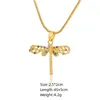 Chains Fashion Women Golden Dragonfly Necklace Trendy Design Luxury Colorful Zircon Pendant Wedding Birthday Jewelry