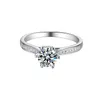 Bague de mariage pour l'amour argent jolie Moissanite réel 1 Ct D couleur designers bague mode fête bijoux cadeaux femme bague argentée bras droit bonne chance 5A M26A