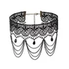 Choker Chokers Gothique Noir Perlé Fleurs Sexy Dentelle Cou Collier Vintage Gland Chaîne Femmes Steampunk Halloween BijouxChokers Spen22