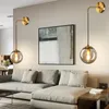 Настенная лампа современное стеклянное мяч скандинавский простая гостиная спальня спальня кроватя
