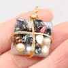 Naszyjniki wisiorek naturalny kamień nieregularny kwadratowy przewód kręty perłowy do biżuterii wytwarzający DIY Naszyjnik Akcesoria Komek