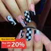 False Nails 24pcs 가짜 웨어러블 프레스 제곱 머리 발레리나 매니큐어 풀 커버 완성 된 손톱 분리장