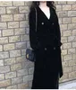 Kobiety futrzany zimowy czarny czarny puszysty miękki faux norek płaszcz dla kobiet z rękawem.
