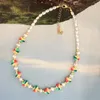 Chaînes perles collier ras du cou pour femmes mode multicolore perles colliers de perles coquille coeur charme Sumemr bijoux