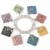 Naszyjniki wiszące delikatne naturalne kamieniem wulkaniczny lawa kolorowy kwadratowy metalowy metalowy krawędź mody łańcuch łańcucha biżuterii