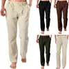 Ropa étnica Hombres Tradicional Chino Algodón Lino Pantalones Casuales Monje Zen Wushu Pantalones Medieval Viking Knight Tallas grandes