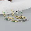 Dangle Chandelier F.I.N.S Minimalist 925 Sterling Silver Gold Square Green Black White Cz Hoops Piercing Pendientes Plata 925 Luxury Fine Jewelry 230428