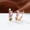 Boucles d'oreilles créoles multicolore Zircon Marquise pierre femme luxe cristal Champagne or couleur mariée pour femmes cadeau