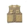 Men's Vests Multiple Men's Pockets Sleeveless Jacket Cargo Vest Coat Japanese Harajuku Fashion Men Women Military Male Waistcoat