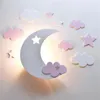 Lâmpadas de parede Cartoon Moon Boat Cloud Quarto infantil garotos meninas luzes de argamassa de aranha de jardim de infância de jardim de infância deco iluminação