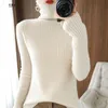 Women's Sweaters Wool Blended Autumn/winter 2023 Self-cultivation Stacked Collar Drawstring Thickened Short Bottoming Sweater