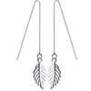 Kolczyki Dangle Real. 925 srebrne srebrne przeciąganie przez puste grzmocze liści długie szterling-silver-jewelry C-E3738