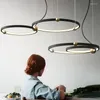 Kroonluchters Minimalistisch moderne LED kroonluchter Home Lighting Borde ringen plafond gemonteerde hangende lamp zwarte kleur