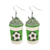 Dangle Earrings Sporty Jewelry For Girl Baseball Basketball Softball Charms Icecream Cup Wood Women