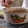 Miski japońska ceramiczna miska z zupą z pokrywką dużą pojemność ręcznie rysunkową zastawę stołową Ramen Mikrofalowe zapasy mikrofalowe