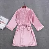 Women's Sleepwear Bridesmaid 3/4 Sleeves Solid Satin Robes Bridal Party Silk Kimono Gown Gift Wedding Dressing Women Kimonos