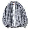 Casual shirts voor heren 2023 Spring plaid shirt mannen Japan plus size oversize top button up merk kleding verkoop Harajuku streetwear